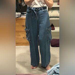 7 For All Mankind Blue Wide Leg Jeans
